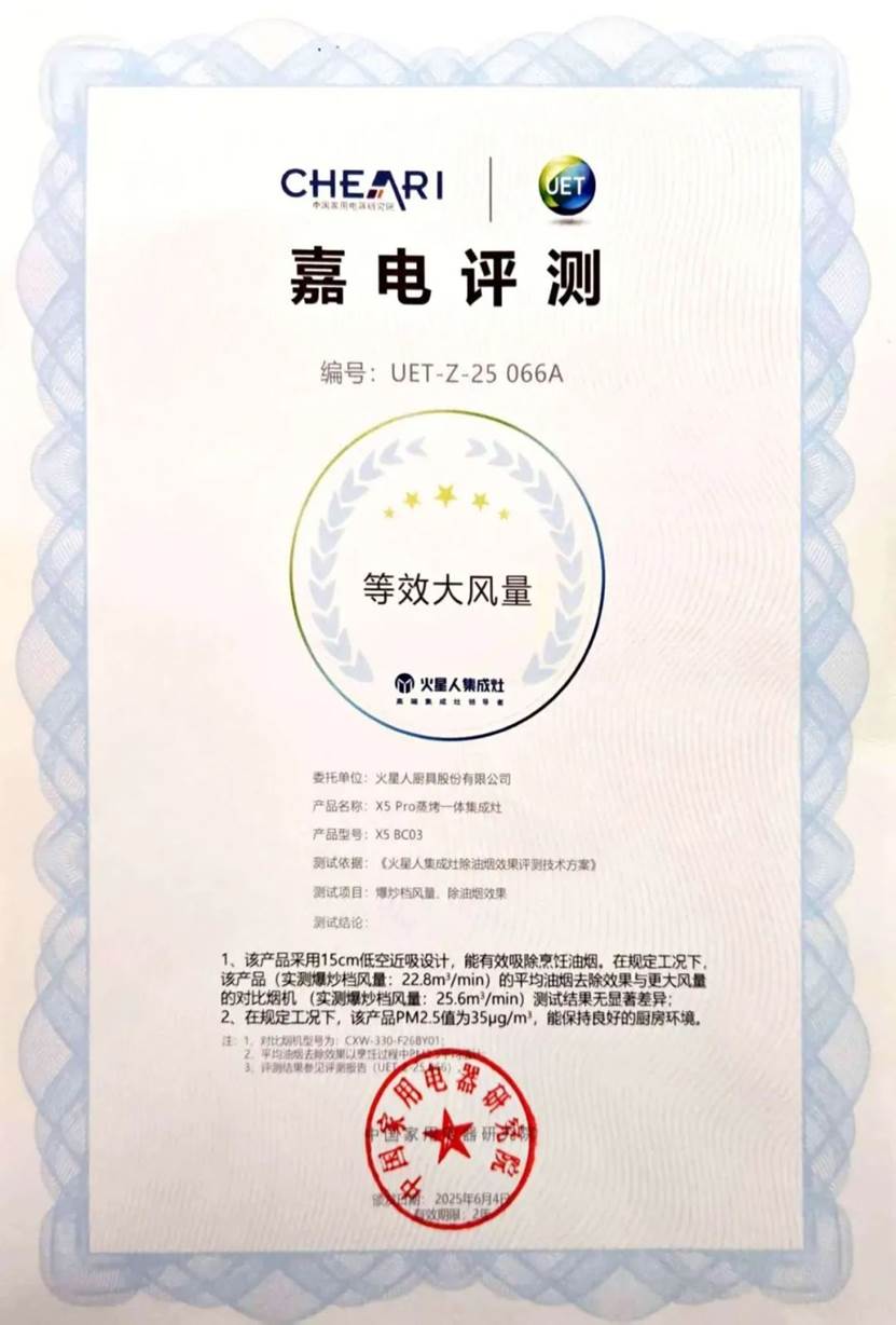 权威背书铸就品质标杆火星人集成灶以科技重塑厨房健康生态(图1)