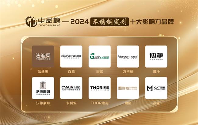 荣耀时刻固家不锈钢橱柜荣获“中品榜”2024不锈钢定制十大品牌
